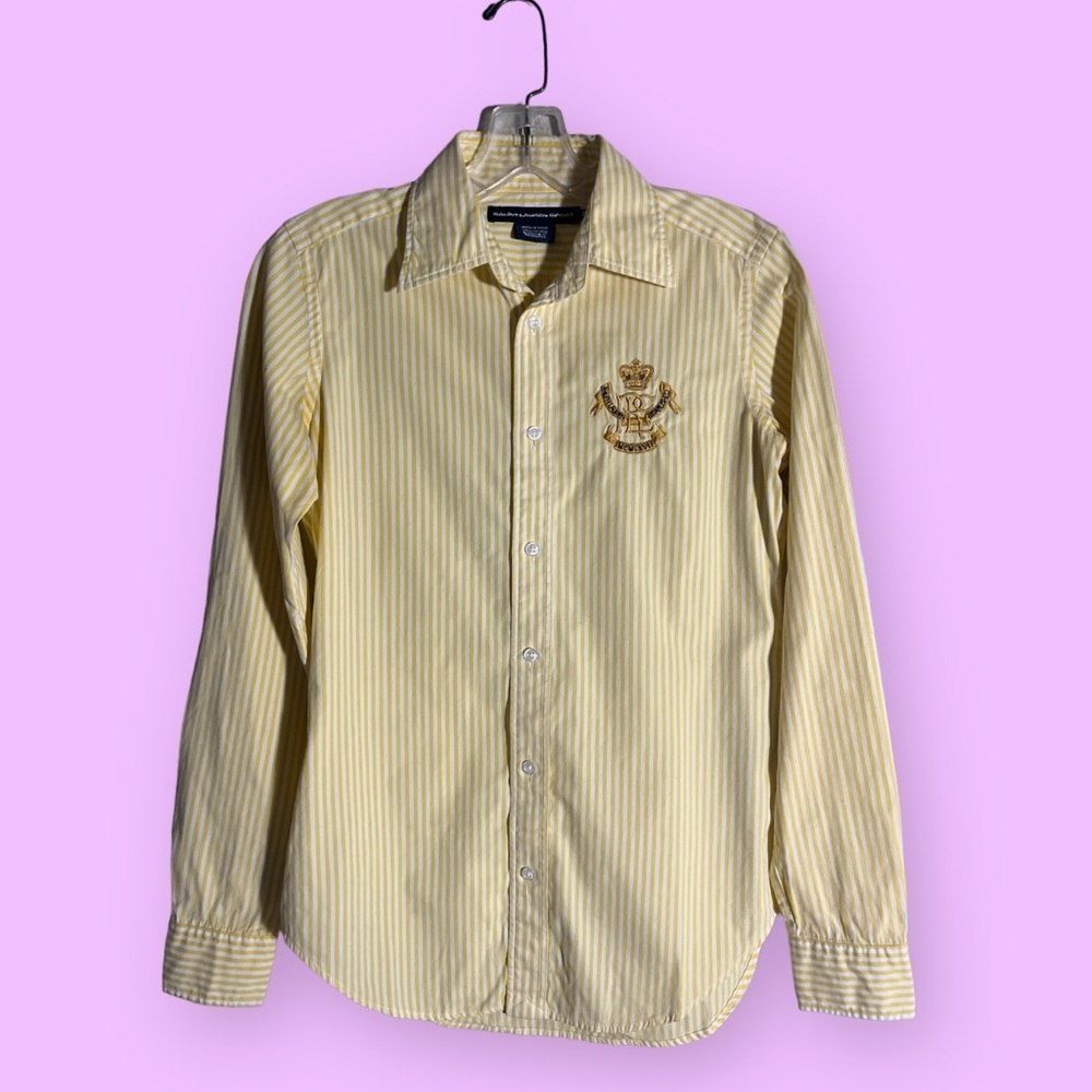 𝅺RALPH LAUREN SPORT NWOT crested button-down shirt size 2